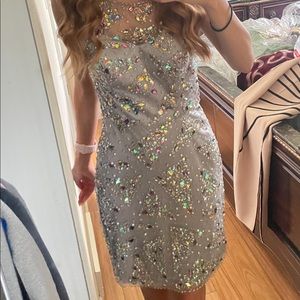 Mishél Couture Gray Dress with Embellishments Size 4